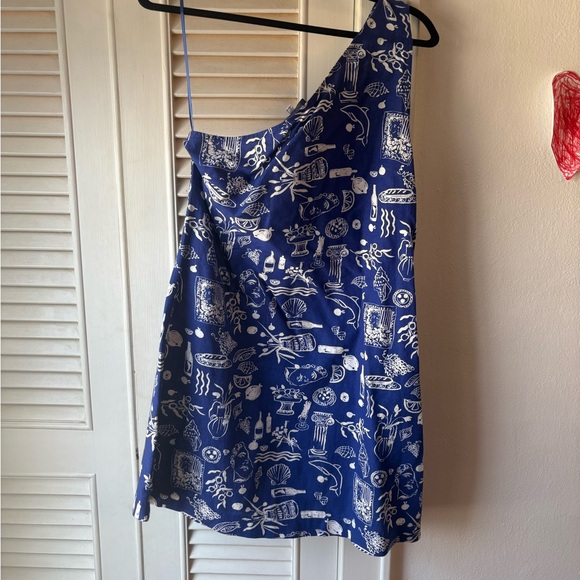 Madewell x Lisa Says Gah! One-Shoulder Blue Dress - Size 10 - Picture 2 of 4